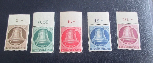 Berlin Freiheitsglocke Klöppel  "LINKS"  Satz postfrisch---OBERRAND--Nr.75-79