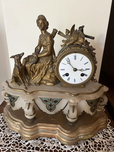 OROLOGIO DA SCRIVANIA antico da tavolo in ottone nautico vintage
