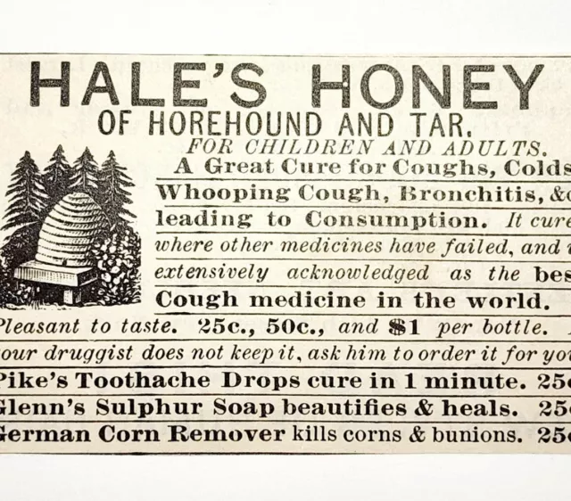 1885 Medical Hale's Honey Horehound Quack Medicine Advertisement Antique 1