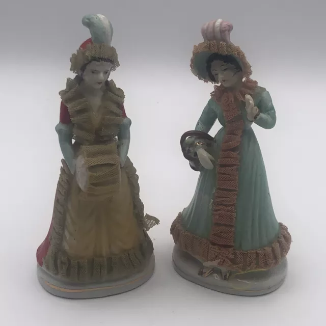 Porcelain Victorian Women Figurine Set Japan