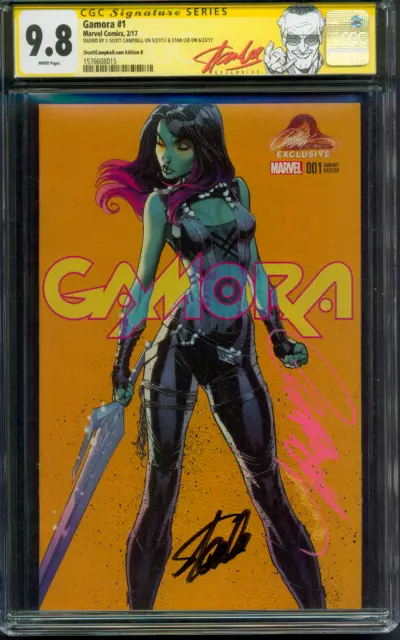 Guardians of Galaxy 1 CGC 2XSS 9.8 Stan Lee Campbell Gamora Variant 2/17