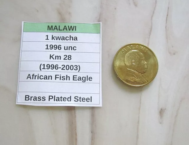 MALAWI, 1 kwacha, 1996 unc, Km 28 (1996-2003), African Fish Eagle