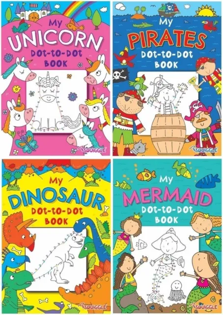 Dot to Dot Kinder Kinder Aktivitätsbücher A4 Meerjungfrau Einhorn Pirat Dinosaurier 4er Set