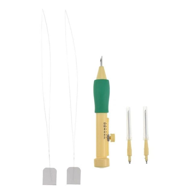 Pluma bordada punta de aguja herramienta de tejido kit de costura accesorio (verde)