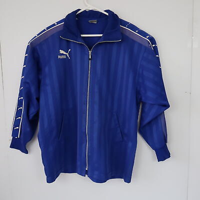 Vintage Puma Mens Jacket Size XL Blue Big Logo Zip-Up Tracksuit Coat 90s