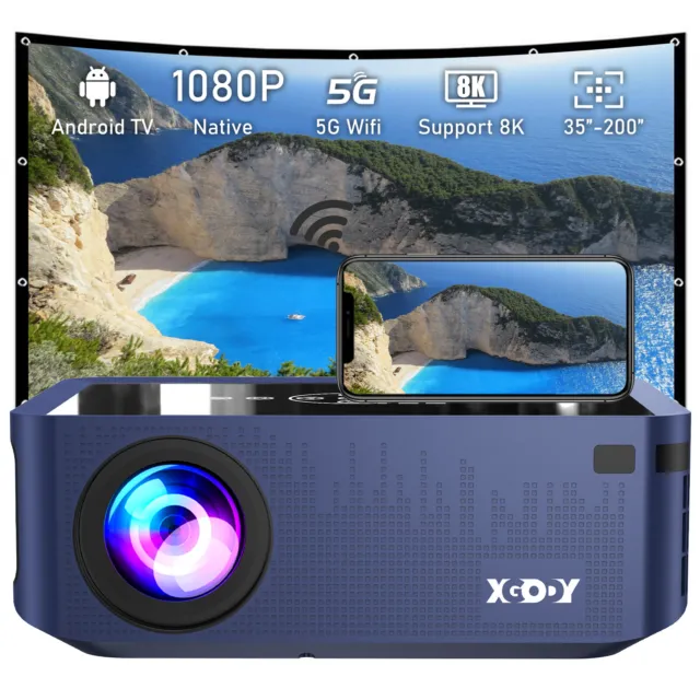 8K HD Projector 12000Lm 5G Android LED USB HDMI 5G WiFi Bluetooth Beamer Theater