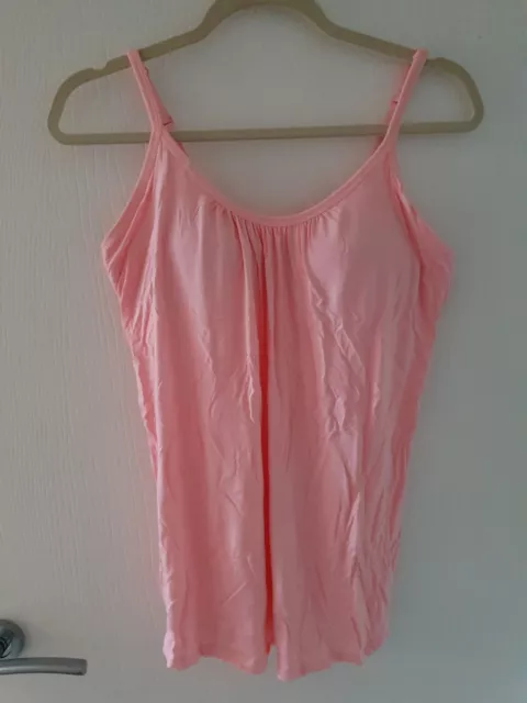 Pink Vest Top With Built In Cup Support, Size XL (12-14) NWOT