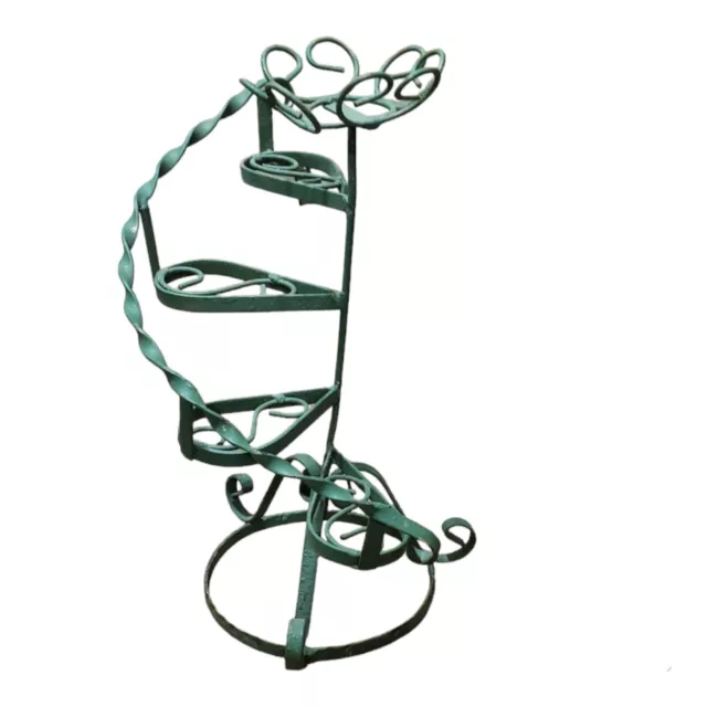 Vintage Mcm Wrought Iron Twisted Spiral Staircase Curl Feet Stand 5 Tier 14.5"