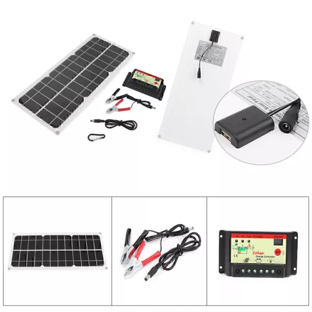 10W Flexible Solar Panel Kit with 10A 12/24V Controller For RV Boats Car Battery