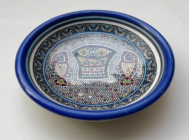 Decorative Plate Of Armenian Ceramic Made In Jersualem Two Fish Design (#U169)