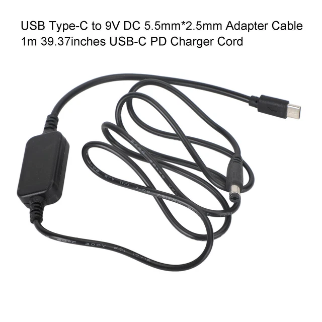 USB Type-C to 9/12/15V DC 5.5mm*2.5mm Adapter 1m 39.37inches PD Charger Cord AUS 2