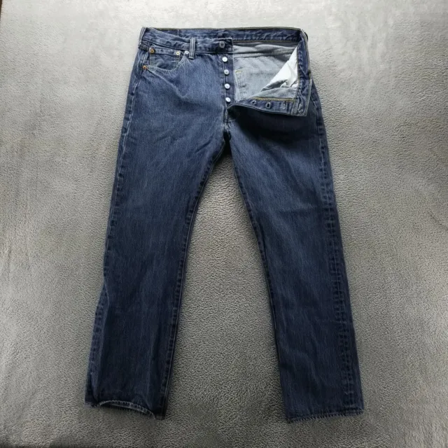 Levis Jeans Mens 34x30* Blue 501 Straight Button Fly American Dark Wash Denim