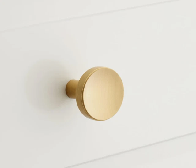 Signature Hardware 465140 1" Lars Solid Brass Round Cabinet Knob Satin Brass
