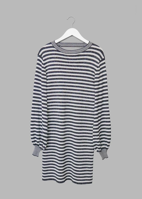 Maje Rushour Metallico a Righe Maglia Abito Taglia 1 UK 8-10