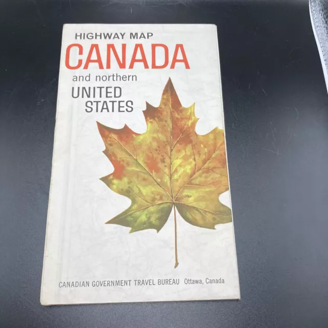 Vintage 1963 Canada And Northern US Highway Road Map Canadian Travel Bureau