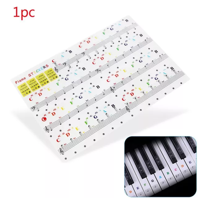 Piano Keyboard Sticker Transparent Decal 54/61/88 Key Note Musical Instrument