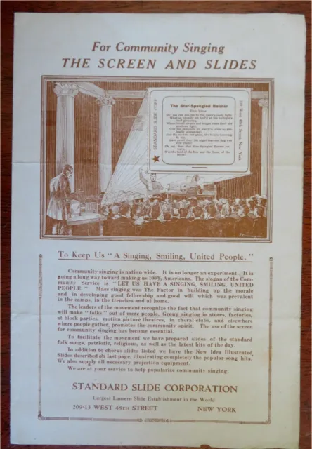Standard Slide Company Advertising Leaflet Famous Songs c. 1910's promo item