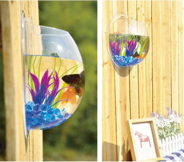 Hanging Wall Mounted 1 Gallon Fish Tank Bowl Aquarium Wall Decor Plant Fish Bubb 4