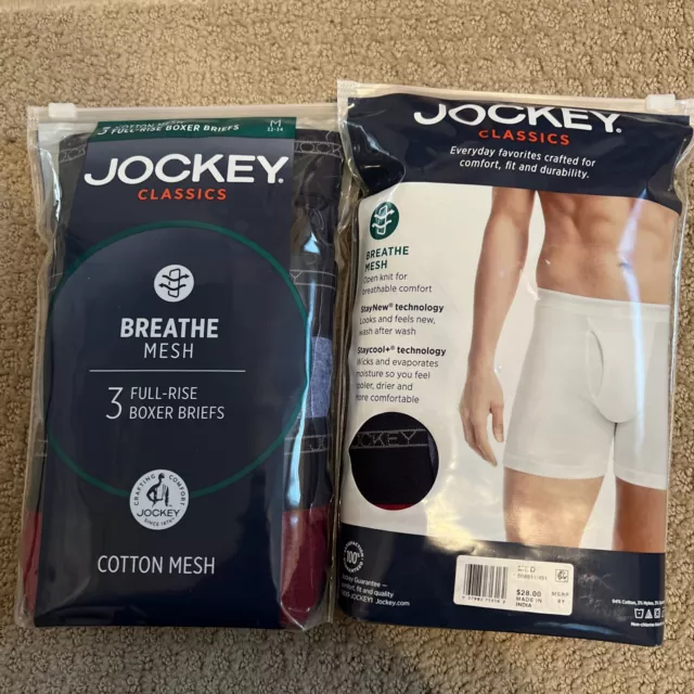 Jockey Classics Breathe Cotton Mesh 3-Full Rise Boxer Briefs Medium 32-34