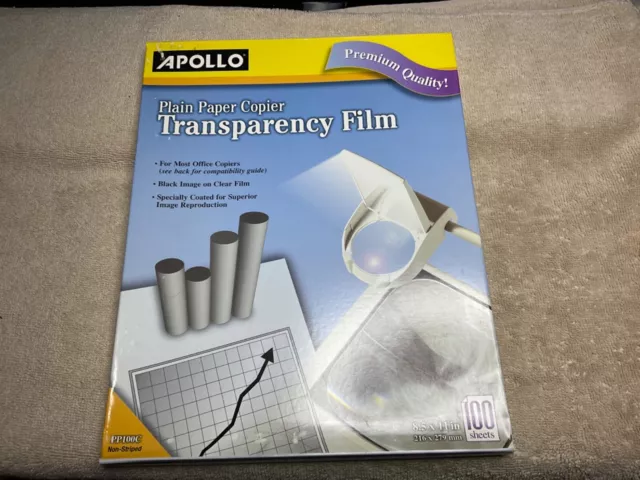 Apollo Write-On Transparency Film 100 Sheets - Film 