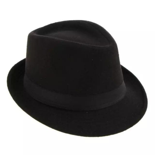 Wollfilz-Fedora-Trilby-Hut für Herren und Damen, Unisex, Winter, breite Krempe,