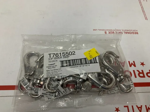 NEW 10-pack Die Cast 3-3/8" Long 5/8" Opening & eye Swivel Quick Snap T7615502