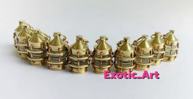 LOT OF 10 Brass Lantern key rings Golden Finish key chains Steampunk Style Rings