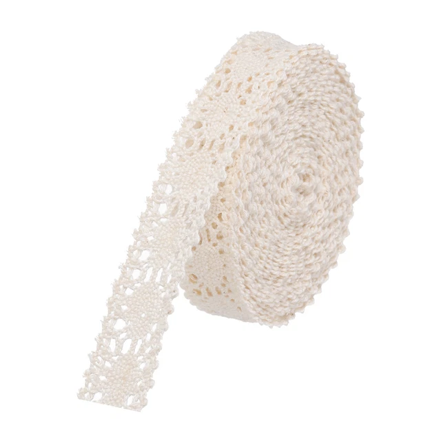 Lace Trim Ribbon 30 Yards 0.59 Inch Cotton Elastic Trim Beige Style 5