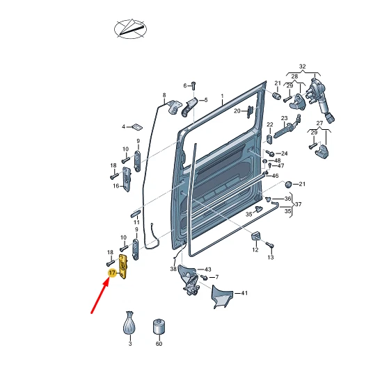 VW TRANSPORTER T6 Sliding Door Right Lower Catch Plate 7E0843640B NEW