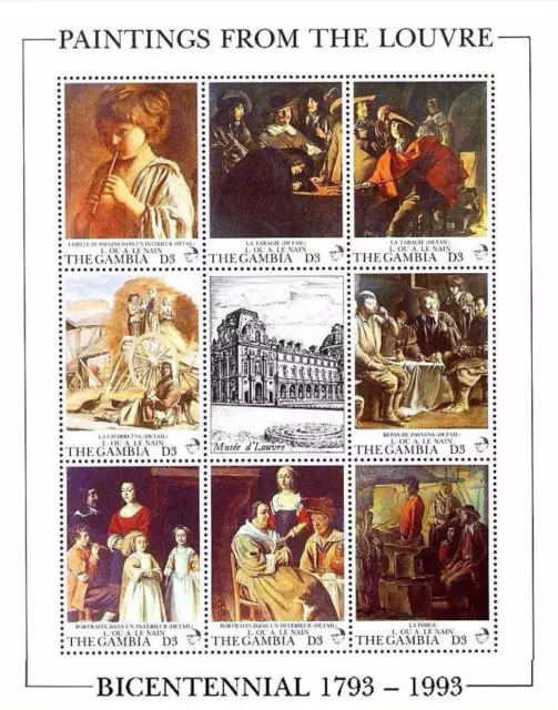 Louvre Museum = Gambia 1993 Mnh  ** French Paintings M/S Music, Costumes