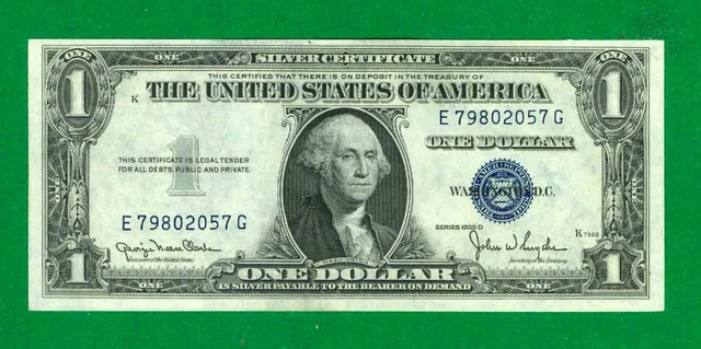 $1 1935-D 1 E/G Block Blue Seal Silver Certificate Cu. Narrow