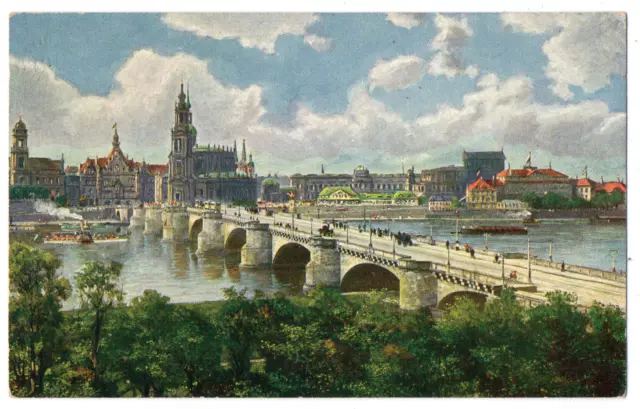 Alte  AK Dresden,  Loschwitz mit Brücke  Ansicht  um 1900