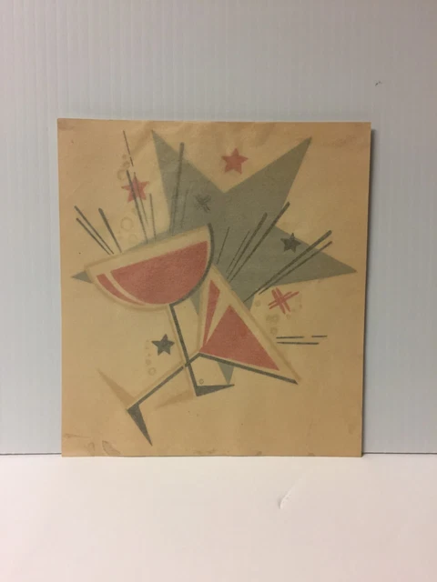 1939 The Meyercord Calcomanía Decoración de Pared Transferencias Gafas de Champagne Diseño 231