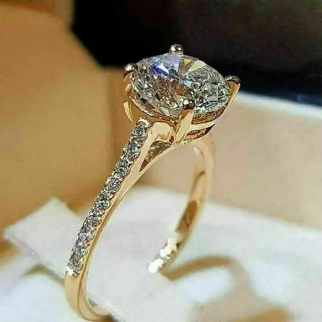 2Ct Round Cut Lab Created Diamond Women's Engagement Ring 14K Yellow Gold Finish