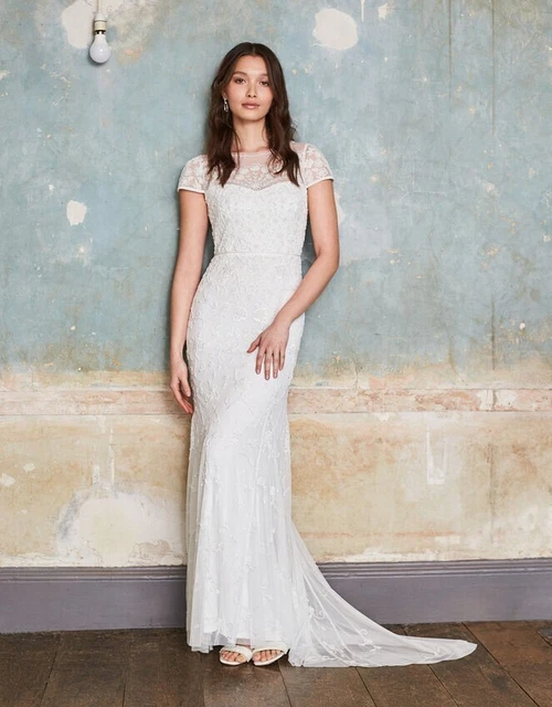 NEW MONSOON BRIDAL ivory Nevena Embellished Wedding Dress size 18