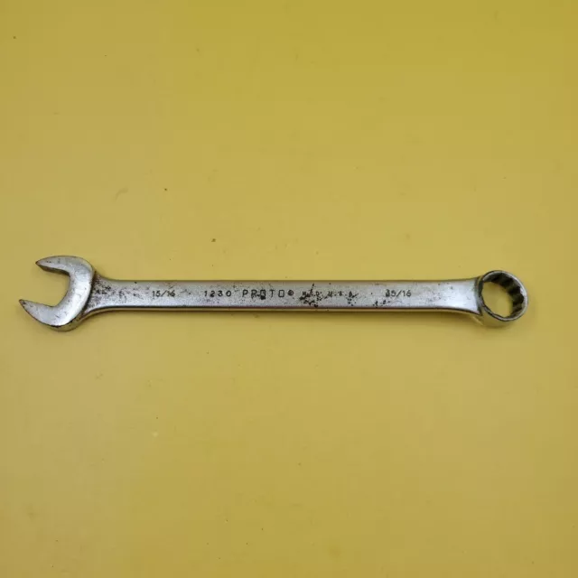 Vintage PROTO USA 1230  15/16" Inch Combination Wrench, 12 point Made in USA 1