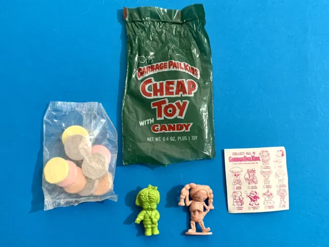 1986 Garbage Pail Kids Cheap Toy Brainy Janey Thin Lynn Lime Green Peach + Candy