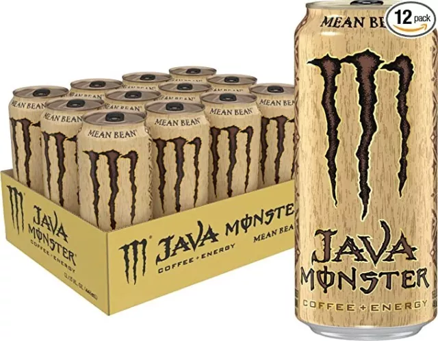 Java Monster Mean Bean, Coffee + Energy Drink, 15 Fl Oz (Pack of 12)