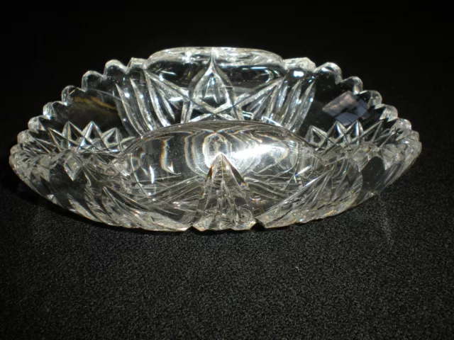 ABP Fine Cut Glass Small Pinched Bowl Hobstars American Brilliant Period 3