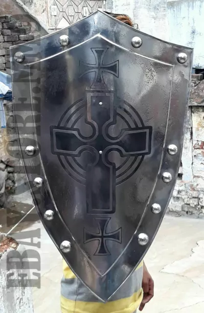 Medieval-Knight-Shield-Handcrafted-Battle-Armor-Medieval Bouclier pour Noël L1