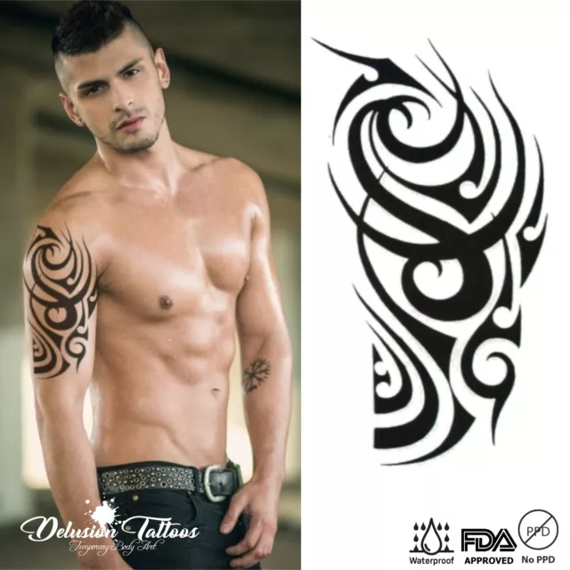 Tribal Temporäres Tattoo, Klassisches Tribal, Schwarz, Herren, Damen, Maori, Aufkleber