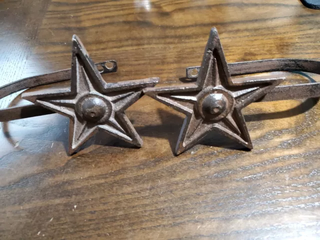 Architectural Star in Brown Cast Iron Metal Curtain Tie Backs - Set of 2
