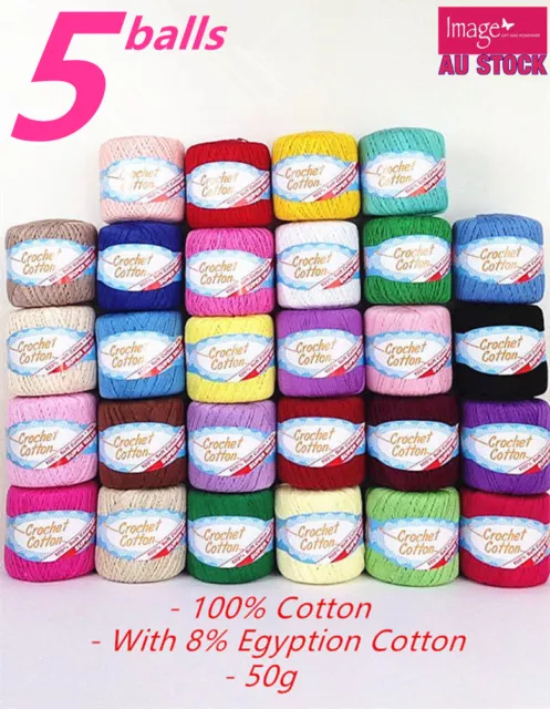 5pcs 100% Super Soft Crochet Cotton Ball 50g 3Ply Wool Yarn 38 Colour Available