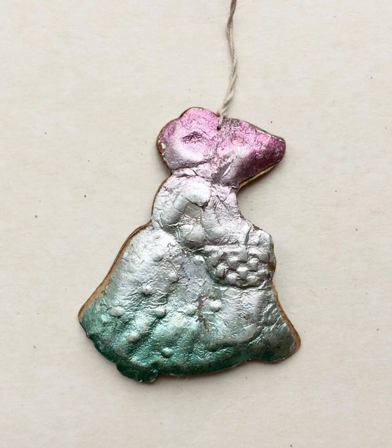 Topo, ornamento di cartone di Natale vintage, decorazione di cartone di Dresda