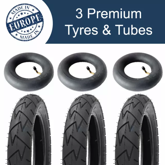 Three EU Made Tyres & Tubes for Mountain Buggy Swift, Duet, Breeze Pram 10 Inch