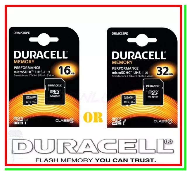 micro sd microsd 16 gb o 32 gb DURACELL memory card scheda memoria SDHC Class 10