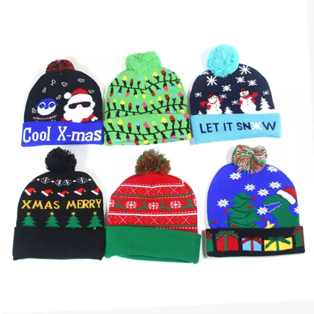 Warm Knitted Hat Mens Womens Novelty Christmas with Pom Beanie Bobble Winter Hat