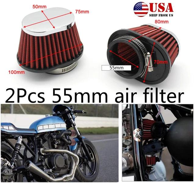 55mm/2.17" Universal Air Filter Cleaner For Motorcycle Atv Bike Carburetor Pod*2