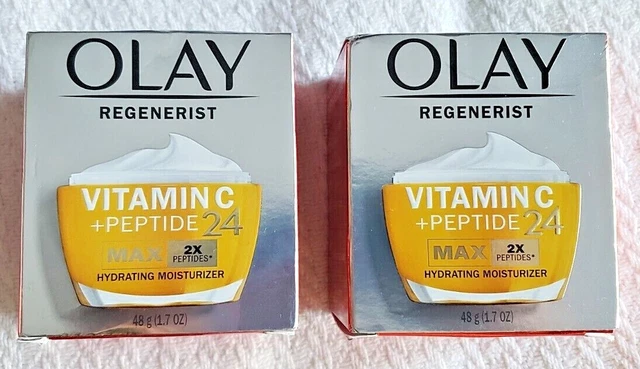 Olay Regenerist Vitamin C +Peptide 24 MAX Hydrating Moisturizers (Lot of 2 Jars)