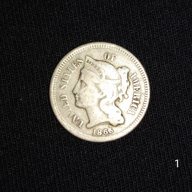 1865 Three Cent Nickel Piece 3C US Type Coin (1)